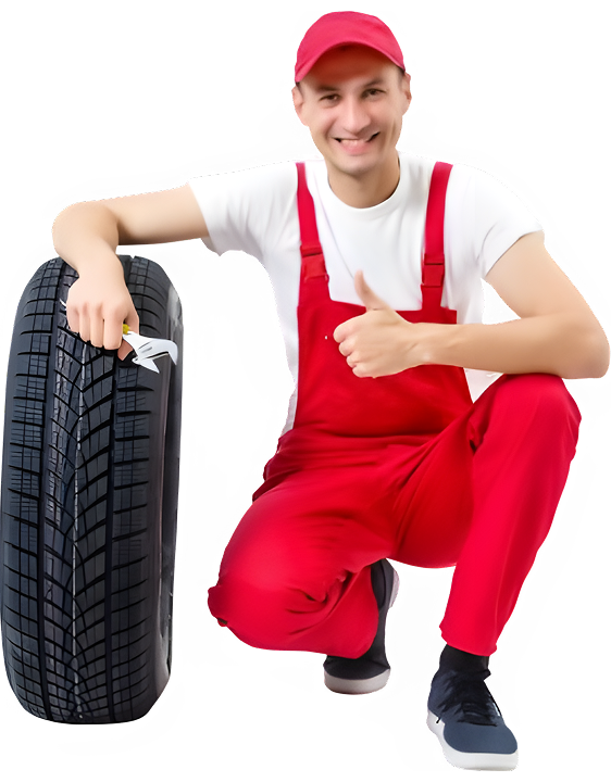 Customer choosing new and used tires at Good Day Tires shop